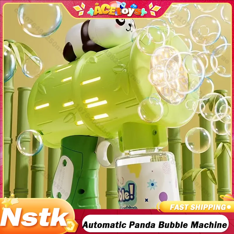 Automatic Panda Bubble Machine Soap Bubbles Light Electric Bubbles Gun Beach Bath Outdoor Game Fantasy Toys for Children Gifts