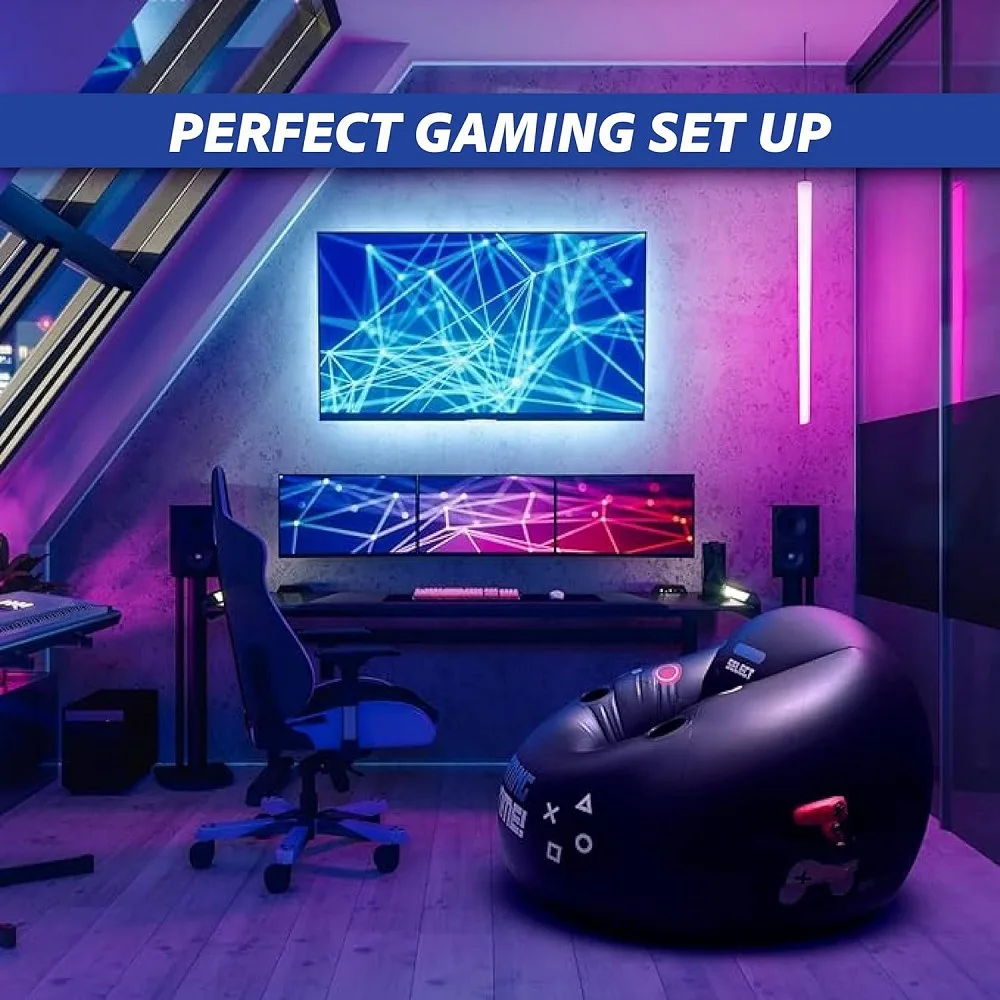 Creative Esports Gaming chair With Cup Holder side pockets  Inflatable Furniture Black Style Gaming Chair Inflatable Sofa view 3