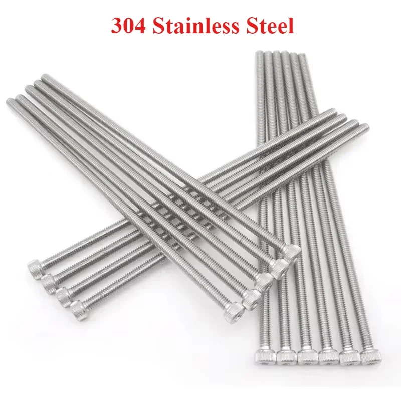 

M2 M3 M4 M5 M6 M8 M10 M12 304 Stainless Steel Inner Hexagon Lengthen Knurled Cup Head Bolts Extra Long Screws Bolt Machine 200mm