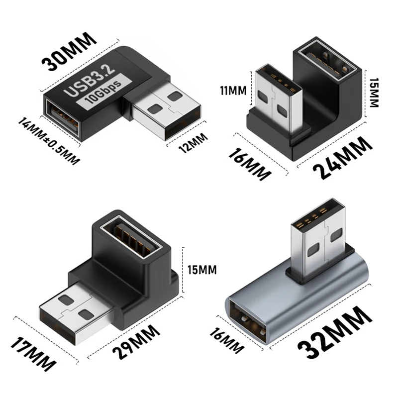 

1/5/10PCS 90 Degree Right Angle Extension Adapter Upward Elbow USB Connector For PC Male to Female Extension Plug Converter