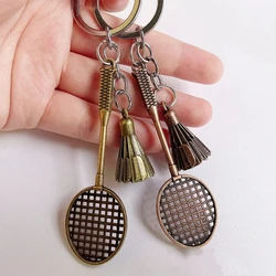 Retro Badminton Racket Pendant Keychains Creative Sports Key Ring Backpack Ornaments Car Key Accessories For Men Fans Gifts