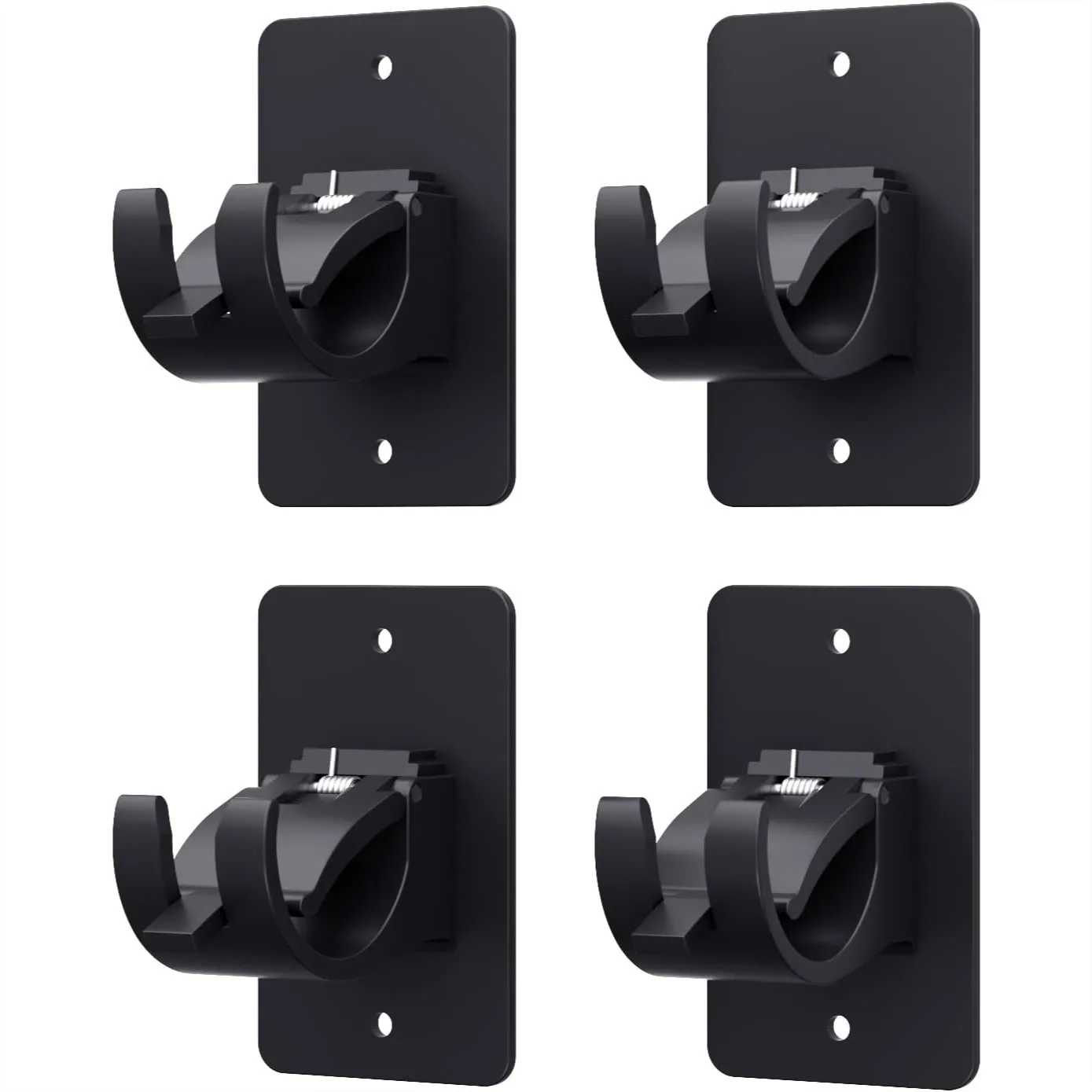 

Self Adhesive Curtain Rod Brackets, No Drill Plastic Holders for Bathroom, Bedroom, Kitchen, Black
