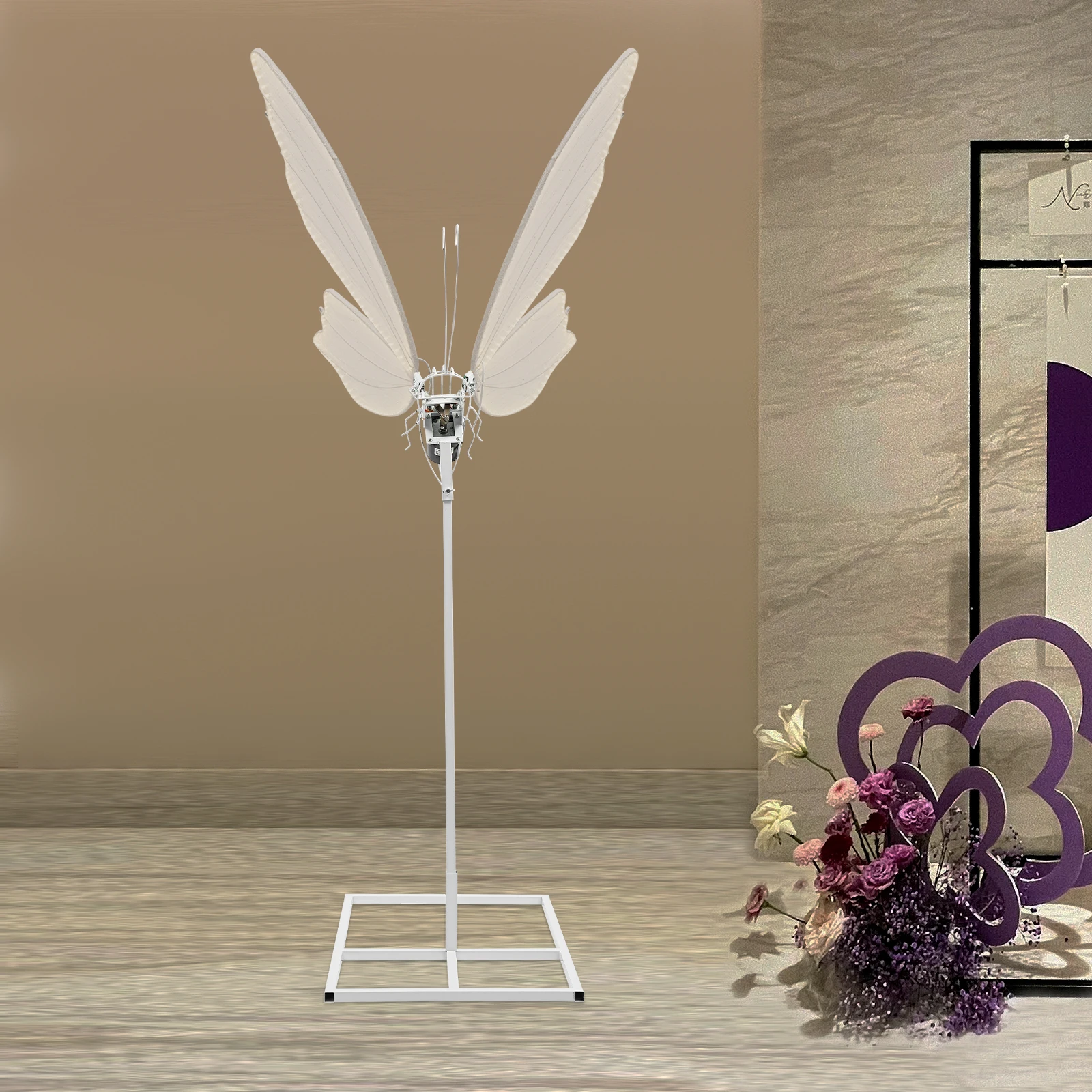 

28 Вт белый и серебристый свадебный электрический торшер-бабочка со светодиодной торшерю для свадебных зала, макетов отелей, витрины