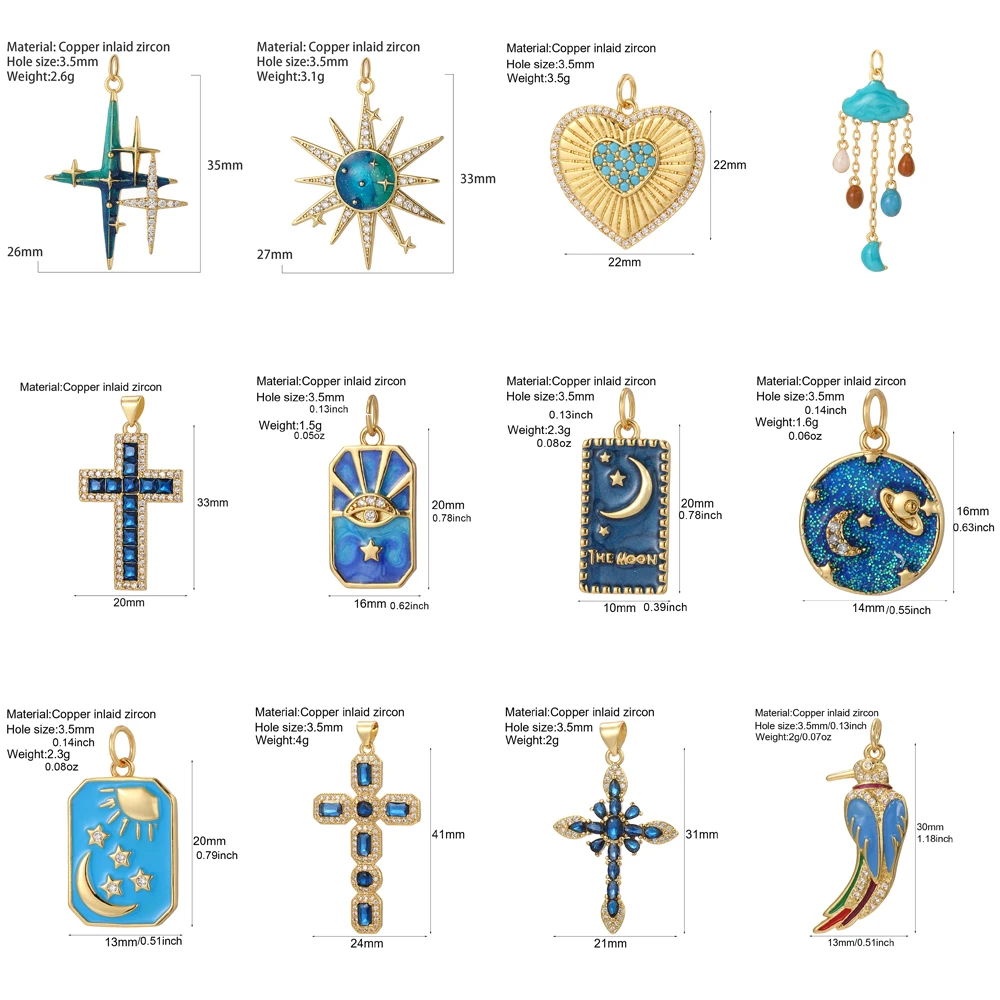 Blue Eyes Hearts Charms for Jewelry Making Cross Star Sun Charm  Dijes Diy Earring Necklace Bracelet Keychain Pendant Jewelry