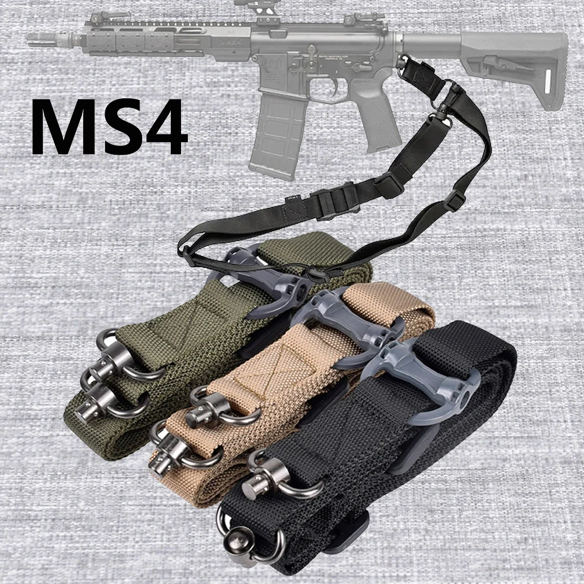 

Adjustable MS4 Rifle Sling Gun QD Metal Strap Swivel Tactical Nylon 2 Points Weapon Multi Mission Release Airsoft Hunting Access