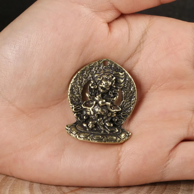 

Collectable Chinese Pure Brass Carved Six Arm Buddha Exquisite Small Amulet Pendant Statues