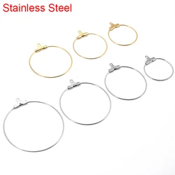 20pcs Stainless Steel Earring Hooks Wire Lot Hypoallergenic 20 25 30 40 mm Big Circle Earring Hoops For Jewelry Making Supplies