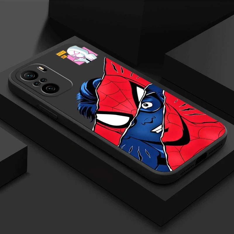 Marvel Spiderman Logo Art Phone Case For Xiaomi Redmi Note 12 11E 11S 11 11T 10 10S 9 9T 9S 8T Pro Plus 5G Black Cover