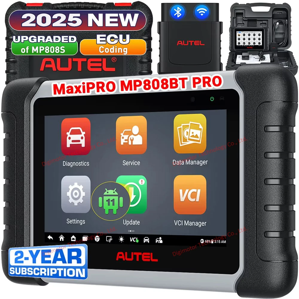 2025 Autel Scanner MaxiPRO MP808BT PRO Car Diagnostic Tool Online ECU Ccoding Bidirectional Scanner 37+Service BT Ver. of MP808S