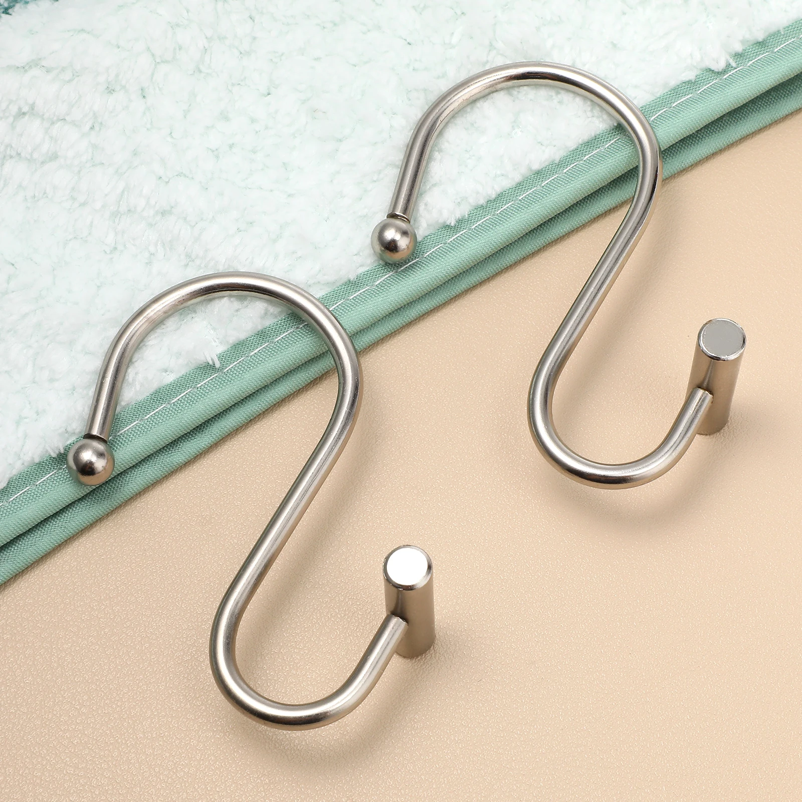 

12Pcs Chrome S Hooks Sturdy Iron Shower Curtain Rings Multi-Purpose Bathroom Kitchen Shower Curtain Hooks Bathroom Hook