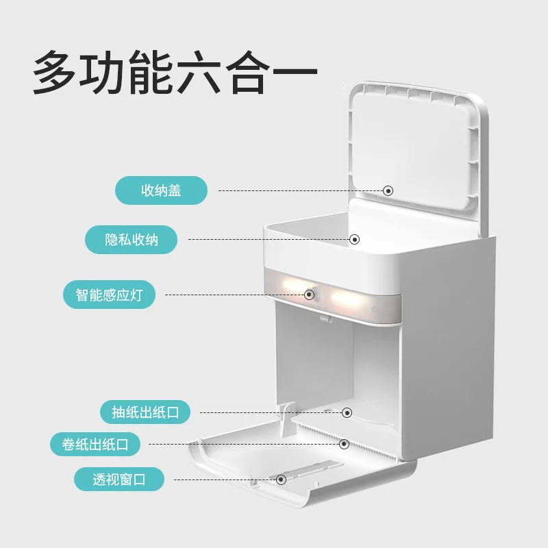 Imagem -03 - Corpo Humano Inteligente Sensing Caixa de Papel Higiênico Pequena Luz Noturna Caixa de Tecido Higiênico Led Cremalheira de Armazenamento Doméstico