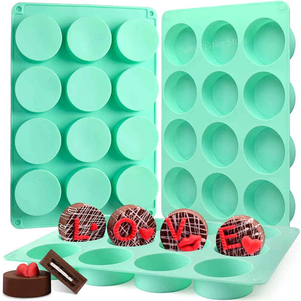 

12-Cavity Cylinder Non-Stick Silicone Mold, Mini Round Chocolate Mould, For Cookie, Dessert, Jelly, Pudding, Candy, Cupcake Tray