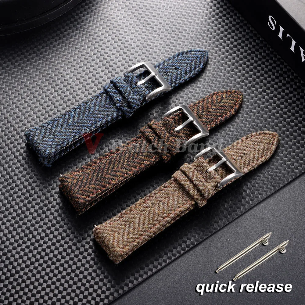 18mm 20mm 22mm Hochwertiges Segeltuch-Uhrenarmband, zweiseitiges Nylon-Rindsleder-Uhrenarmband, Schnellverschluss-Band, Sport-Handgelenkgürtel für Herren