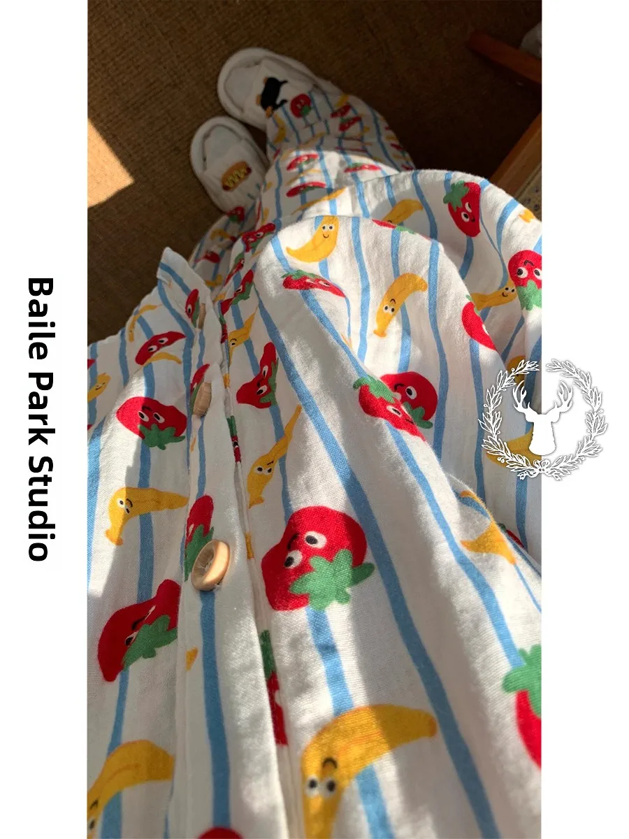 

Cartoon Fruit Print Spwear Women's Spring Autumn Long Sve Loose Casual Pants Home Clothes Set Outdoor Wearable