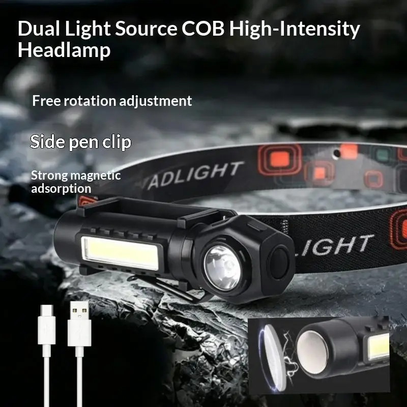 Outdoor Headlights Long Endurance Strong Light LED Rechargeable Mounted Ultra Bright Magnetic Pen Holder Dual Purpose Flashlight