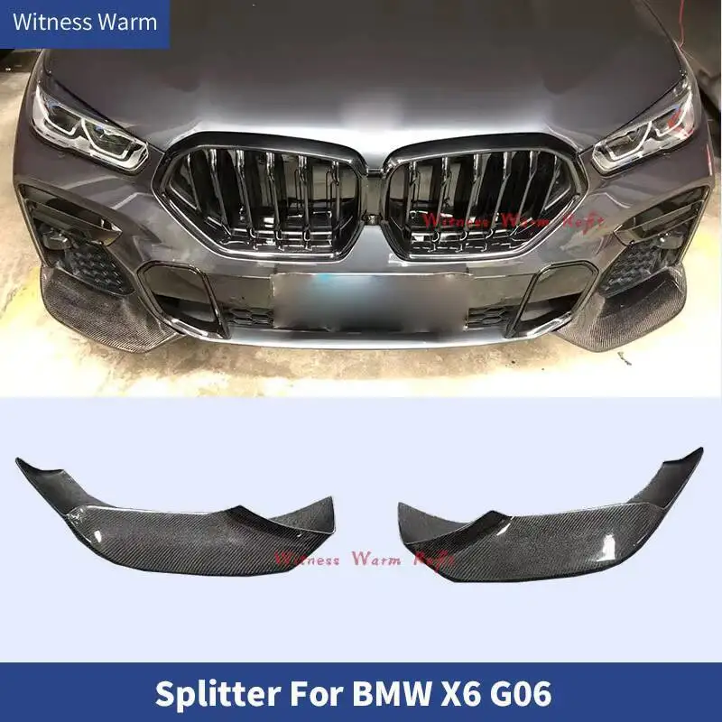 Tabliers de pare-chocs avant de voiture à angle rond en fibre de carbone, séparateur latéral pour BMW X6, G06, 2019, 2020, 2021