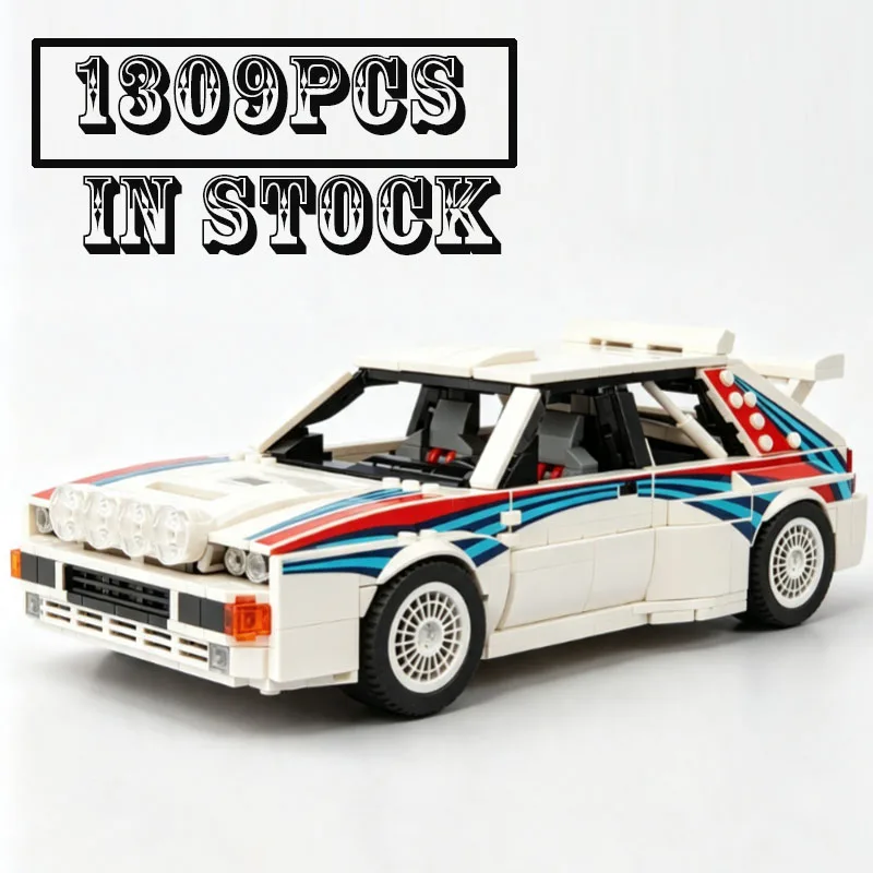 MOC‑141377   Retro Rally Race Car Building Blocks Kit, 1309Pcs Classic Racing Vehicle Assemble Bricks Collectible Model Toy