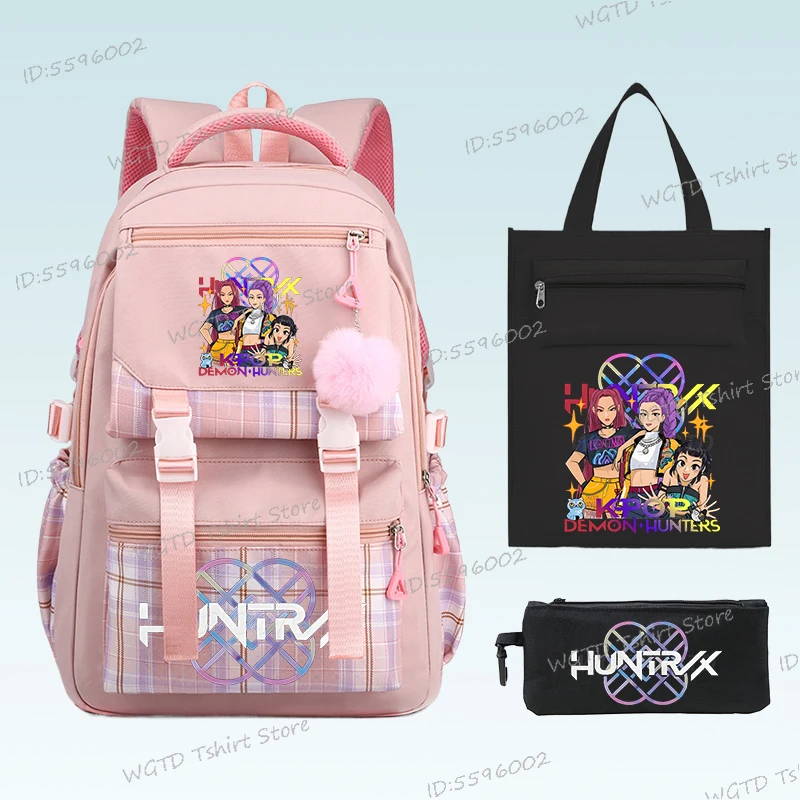 

3Pcs/set KPop Demon Hunters Backpack for Teenage Girls Fashion Students Book Handbags Pencil Bag Satchel Youth School Backpacks