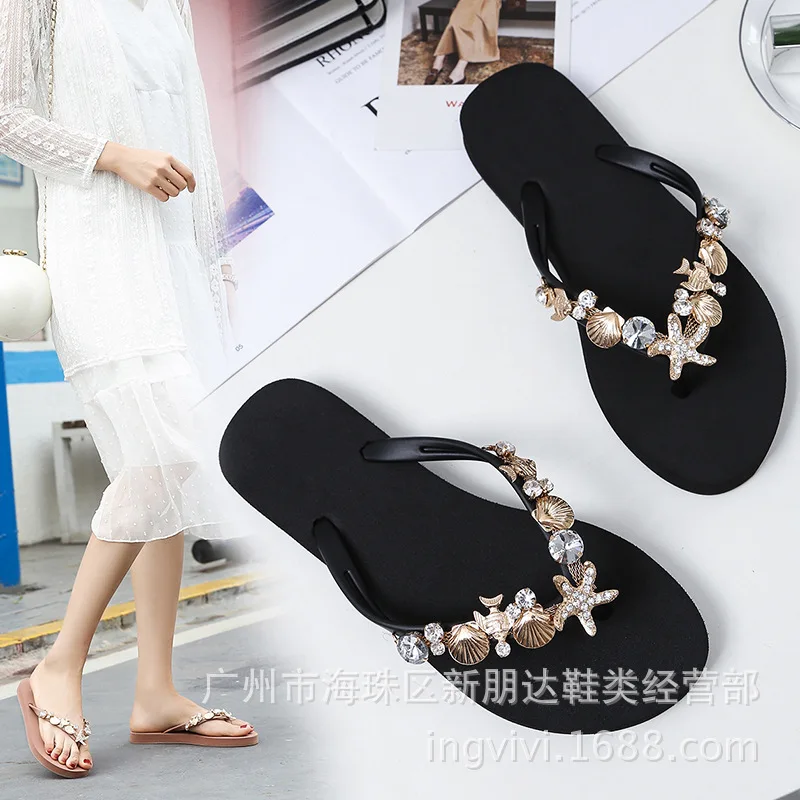 Buty damskie Pantofle damskie Glitter Slides Rubber Flip Flops Low Summer Clogs Woman 2024 Jelly Hawaiian Beach Flat Soft PU Hoo