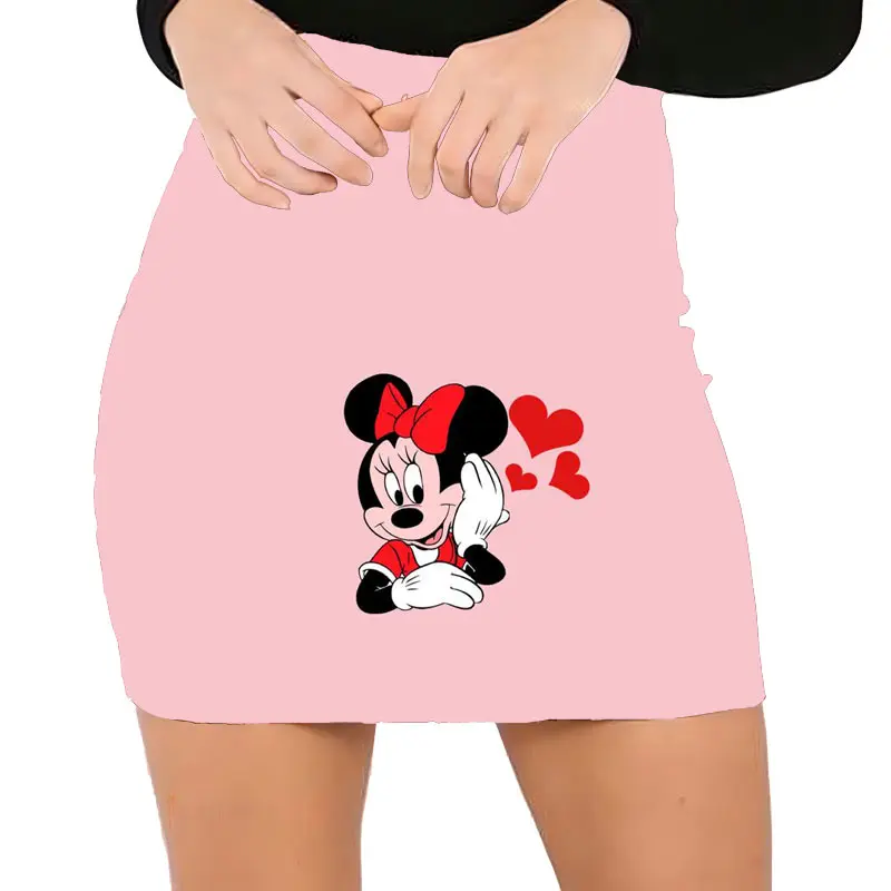 Disney-falda con estampado 3D de Stitch y Minnie Mouse para niñas, microelástico, Sexy, para levantar glúteos, novedad de verano, 2022