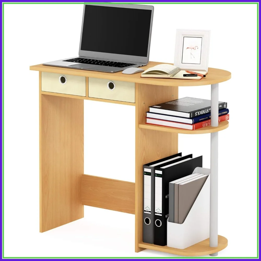 

31.5" Gaming Desk with 2 Side Shelves, Computer Desk for Home Office, Beech