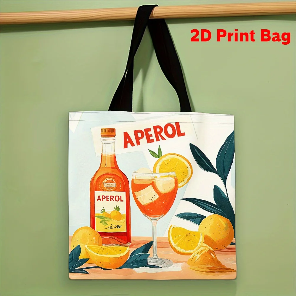 Aperol Print Summer Tote Bag Vibrant Citrus Orange Cocktail Design Lightweight Casual Shoulder Bag for Daily Use Handbag