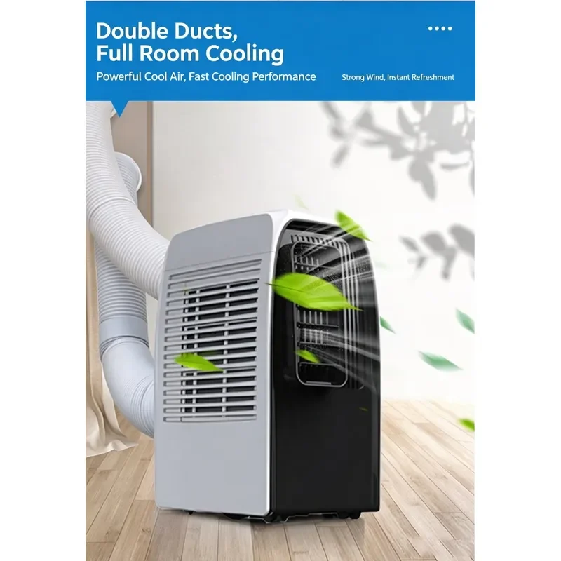 9000 BTU Dual Tube Portable Air Conditioner Intelligent 3-in-1 Cooling Unit with Remote Control for Home Office R290 3