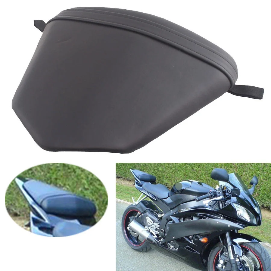 Rear Passenger Cushion Pillion Seat Fits For Yamaha YZF R6 YZF-R6 2006 2007 Motorcycle Black Leather Seat Cover Cowl Pad