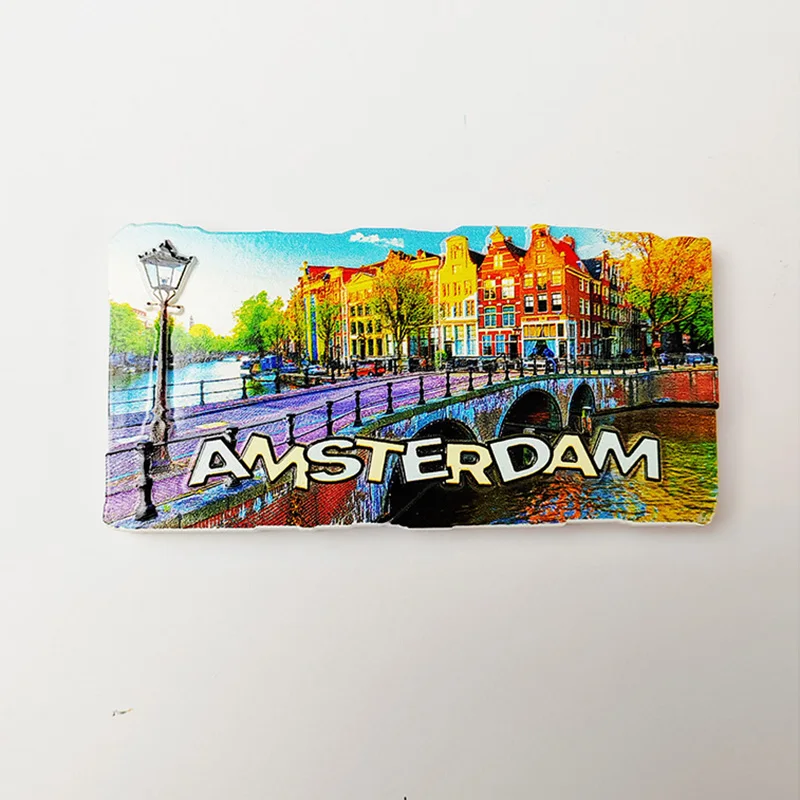 Amsterdam, Netherlands Fridge magnets, Landscape architecture, 3D stereo, tourist souvenirs, decorative home crafts