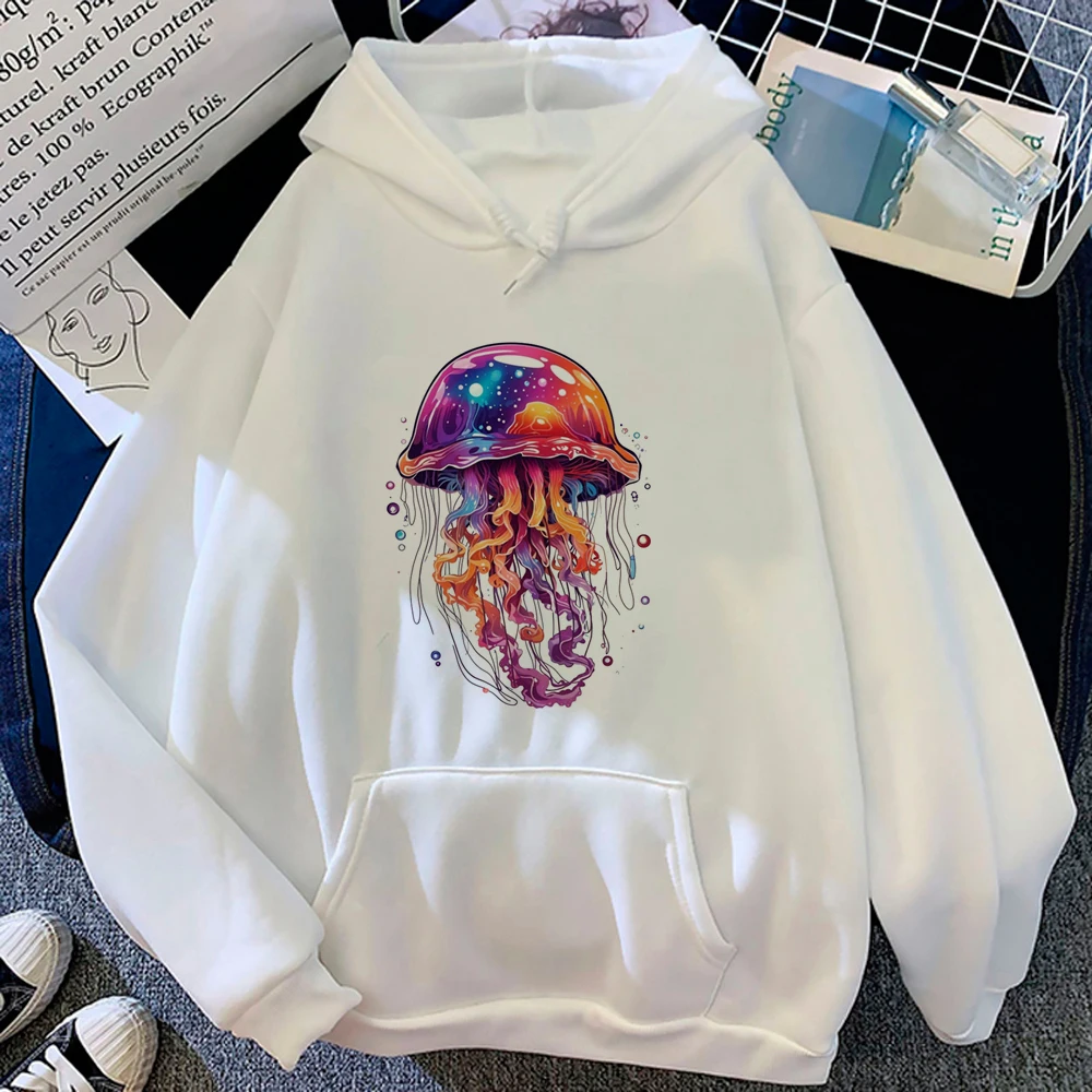 Jellyfish hoodies women aesthetic funny long sleeve top anime sweatshirts female harajuku pulls