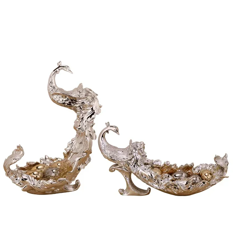 BJ-12 European Style Fruit Plate Peacock Ornaments Living Room Desktop Furnishings Creative House Housewarming and Wedding Gifts - view 2