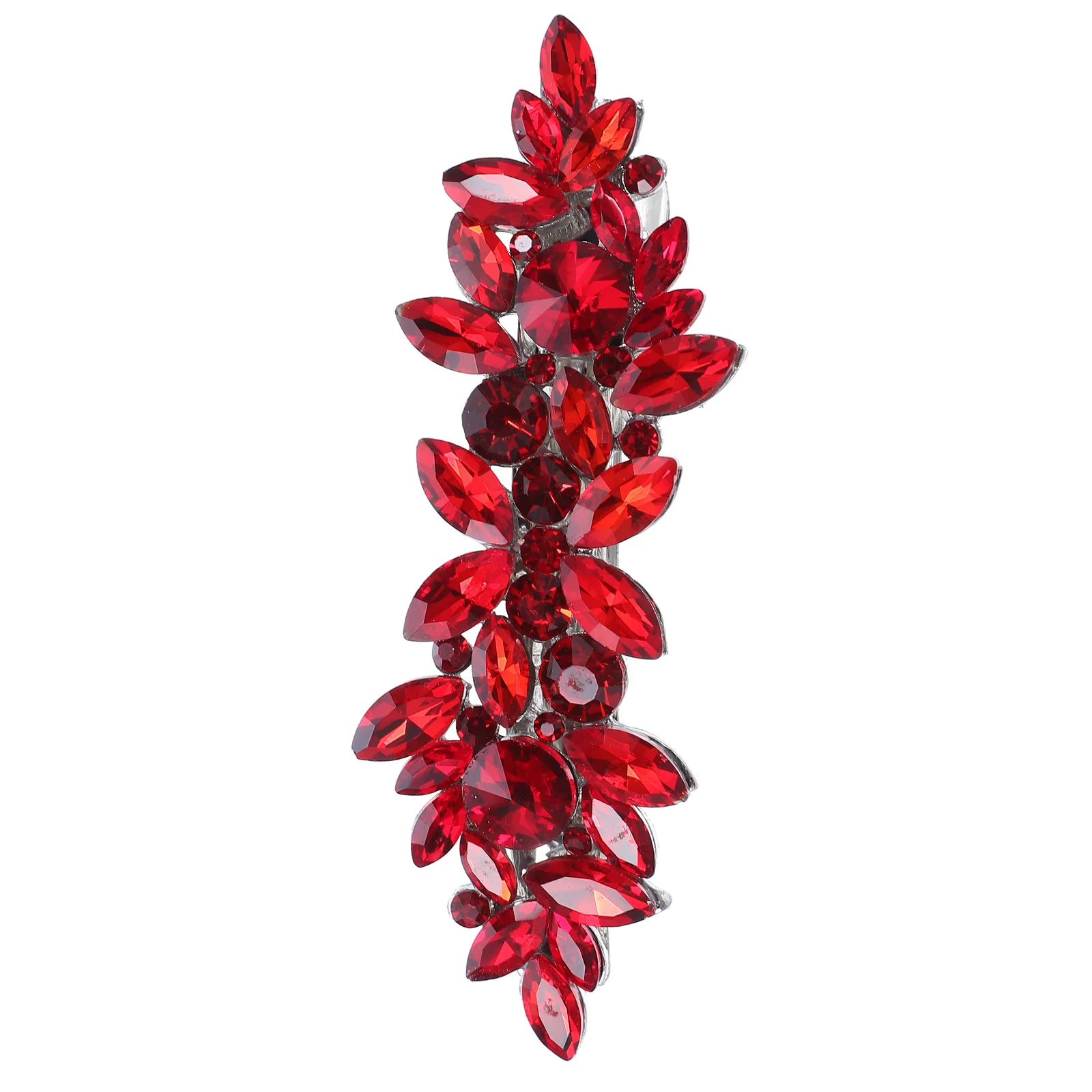 

Red Crystal Bridal Hair Clip Rhinestone Flower Hairpin Alloy Wedding Hair Accessories Brides Bridesmaids Party Hairgrip
