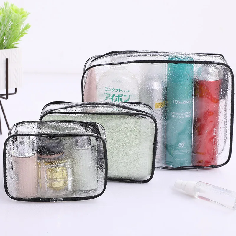 3PCS/Set Travel Transparent Cosmetic Bag Toiletries Bag Bath Supplies Storage Bag Waterproof Travel Cosmetic Bag Wash Beauty Kit