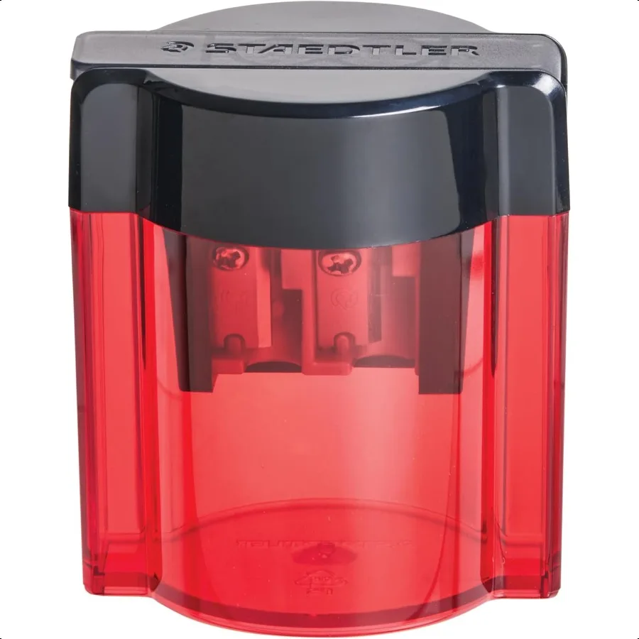 مبراة معدنية بفتحة مزدوجة مع حوض بيضاوي مبراة أقلام رصاص يدوية لأقلام الرصاص الكبيرة العادية مقاسين مع مفصلات #2