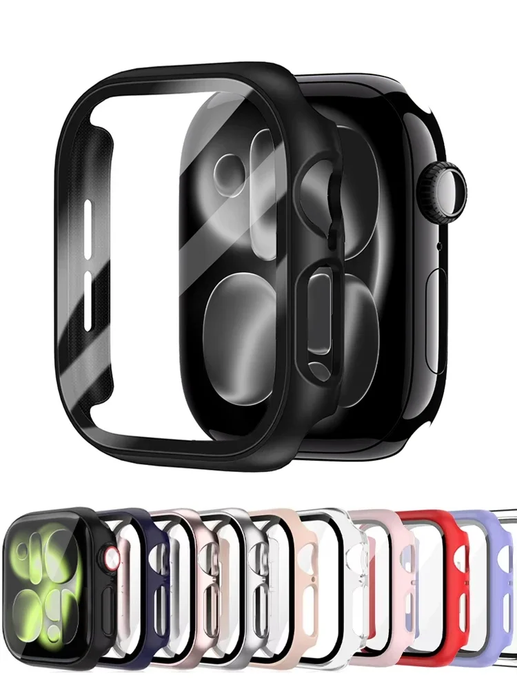 غطاء لساعة أبل 11 10 46 مللي متر 42 مللي متر اكسسوارات واقي للشاشة HD الزجاج المقسى PC الوفير iWatch سلسلة 11 واقية