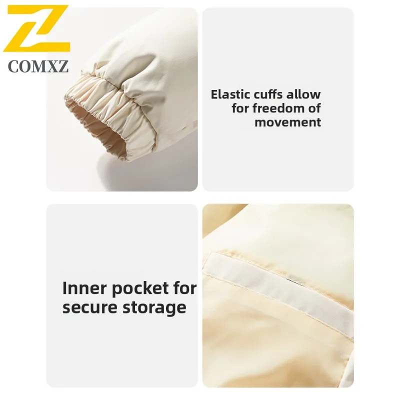 سترة مبطنة للرجال من COMXZ بغطاء للرأس لتسلق الجبال في الهواء الطلق سترة سميكة للتخييم معطف شتوي مريح وخفيف الوزن من القطن