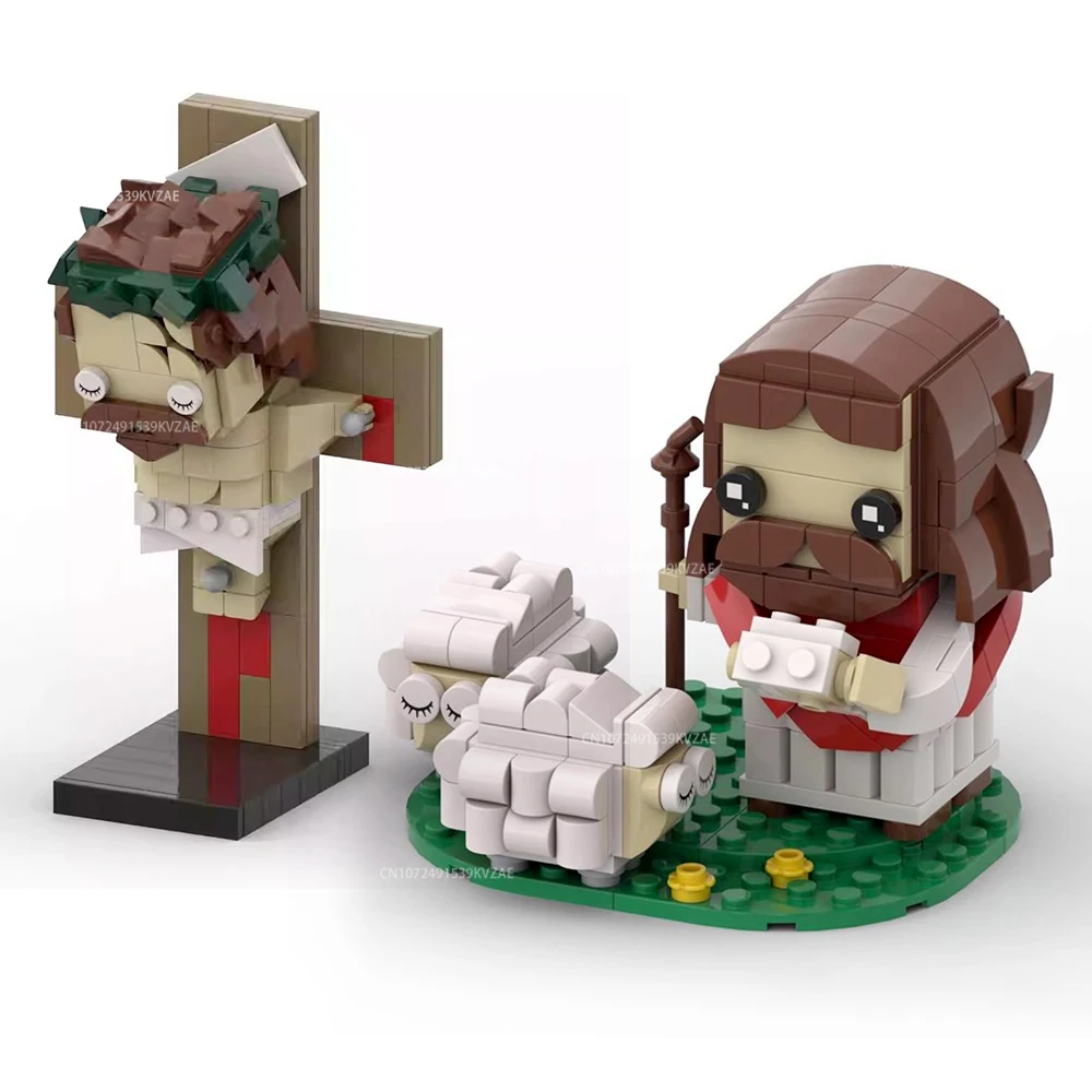 

MOC Christianity God Shepherd Cross Building Block Easter Day Jesus Bricks Lamb Assemble Toys Creative Educational Toys Gift