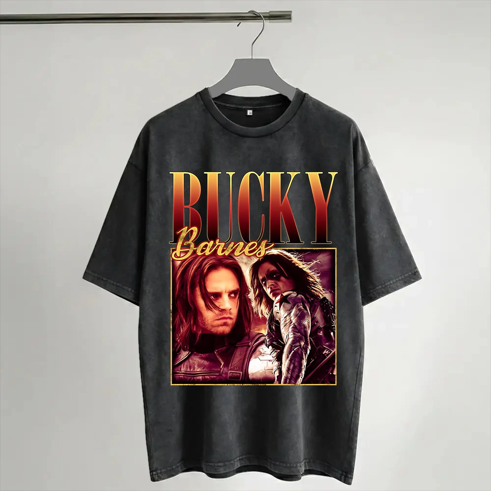 Soldier Bucky Barnes  Washed T Shirts Streetwear Hip Hop Novelty T-Shirt  Tees Men Women Cotton Harajuku
