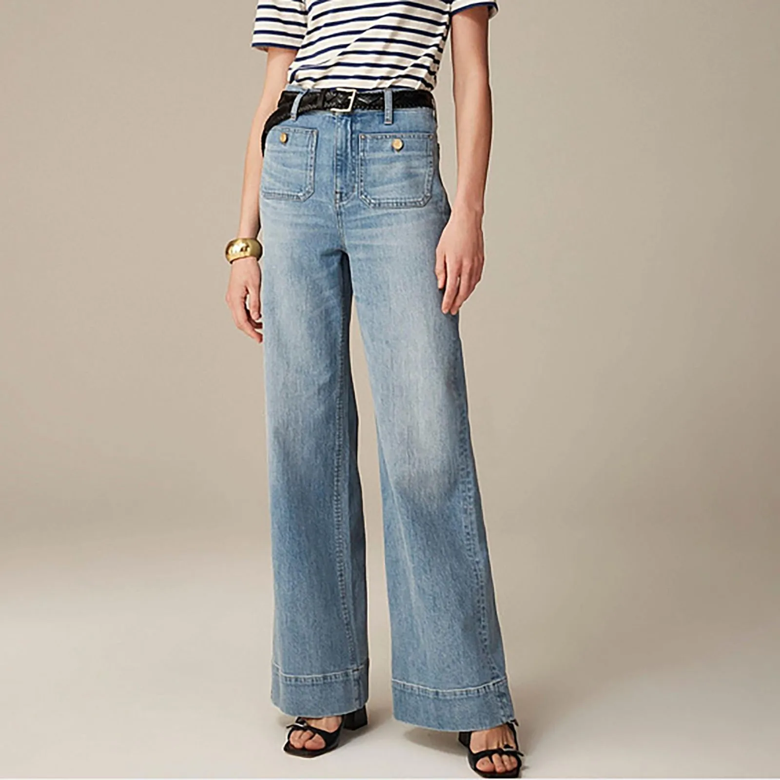 

Wide Leg Trouser High Waisted Casual Straight Leg Jeans Buttoned Denim Pants With Pocket Women'S Fashion Fit Long Flare Pants