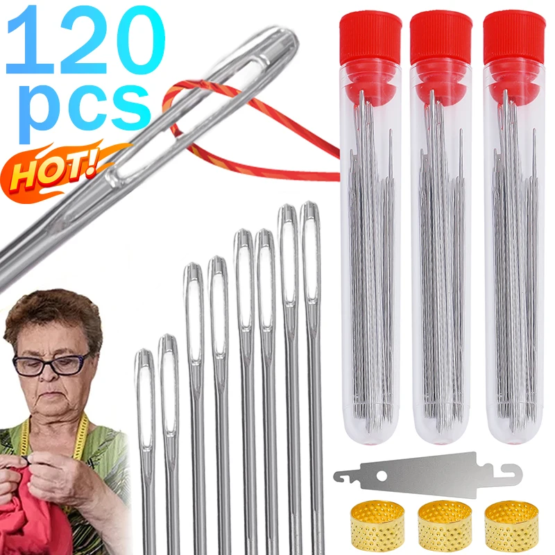 

120PCS Sewing Needles Set Multi-size Side Opening Stainless Steel Darning Sewing Household Hand Tools Sewing Tools Accessoires