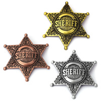 Star Sheriff Metal Brooch Retro Party Badge Lapel Pin Men's Fashion Jewelry Accessories Cosplay Props Gifts