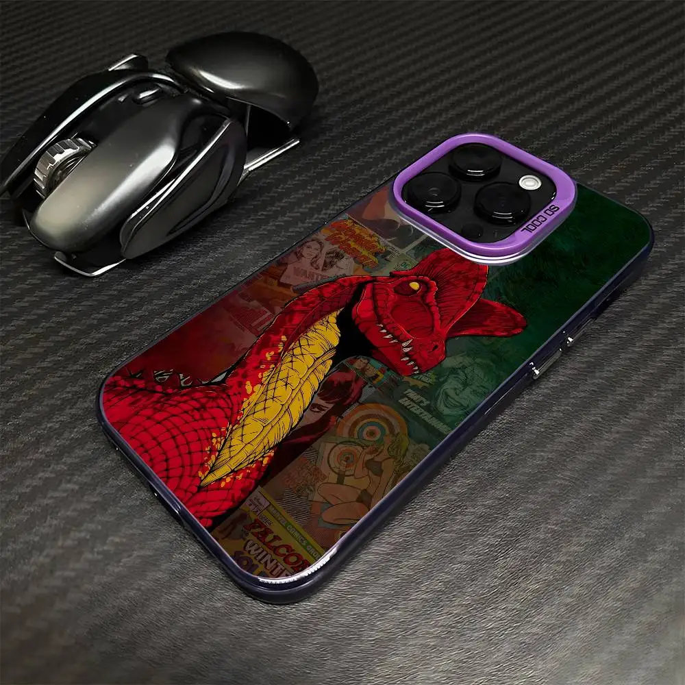 Dinosaur fashion cool pattern design Phone Case For iPhone17,16,15,14,13,12,11 Plus,Pro Max Purple Matte Shockproof Cover