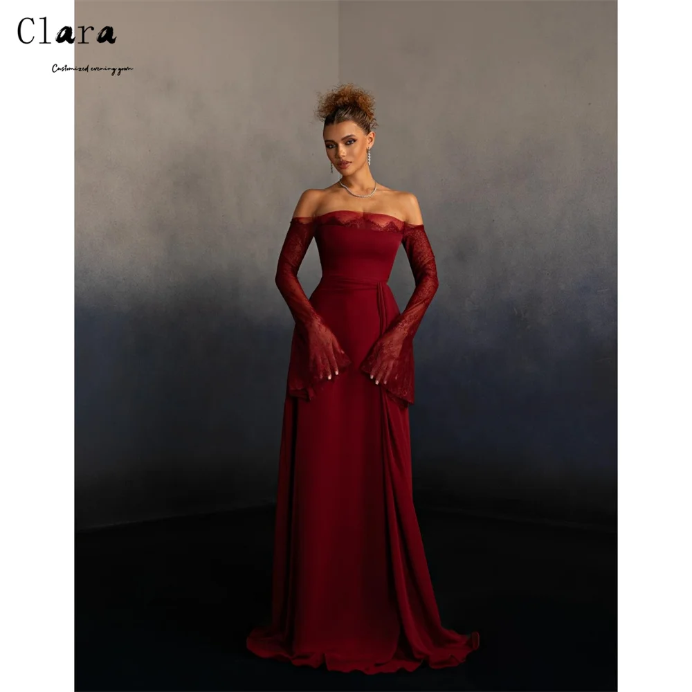 

Clara Custom Red Lace Embroidery Lace Luxury Party Dress Evening Dresses D/party Elegant Dresses 2026 Woman Luxury Women's Prom