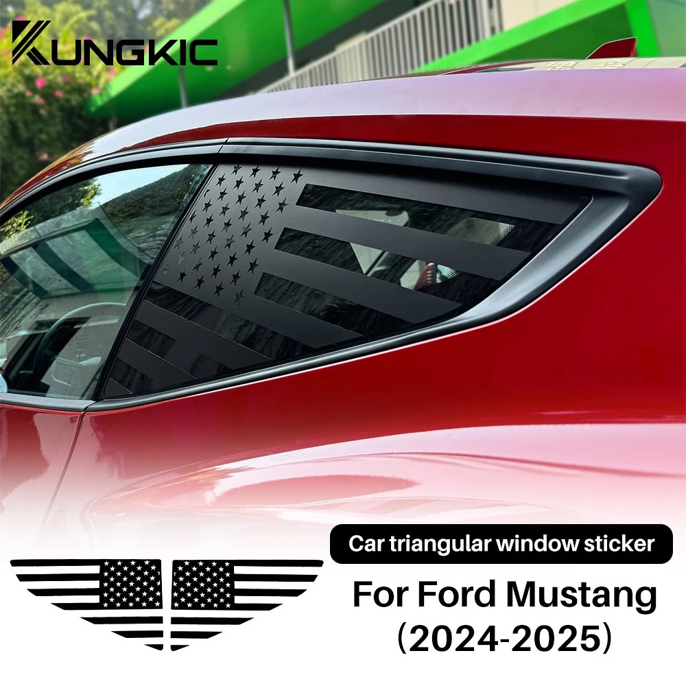 Rear Window Triangle Glass Sticker Decal Decoration Trim Cover For Ford Mustang GT 2024 2025 Car Accessories PVC