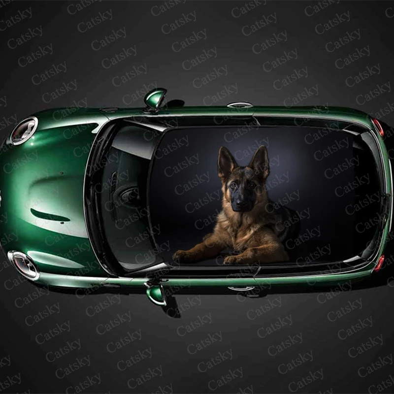 

German Shepherd Car roof sticker wrap racing SUV accessories packaging painting PVC car accessories graphic decals