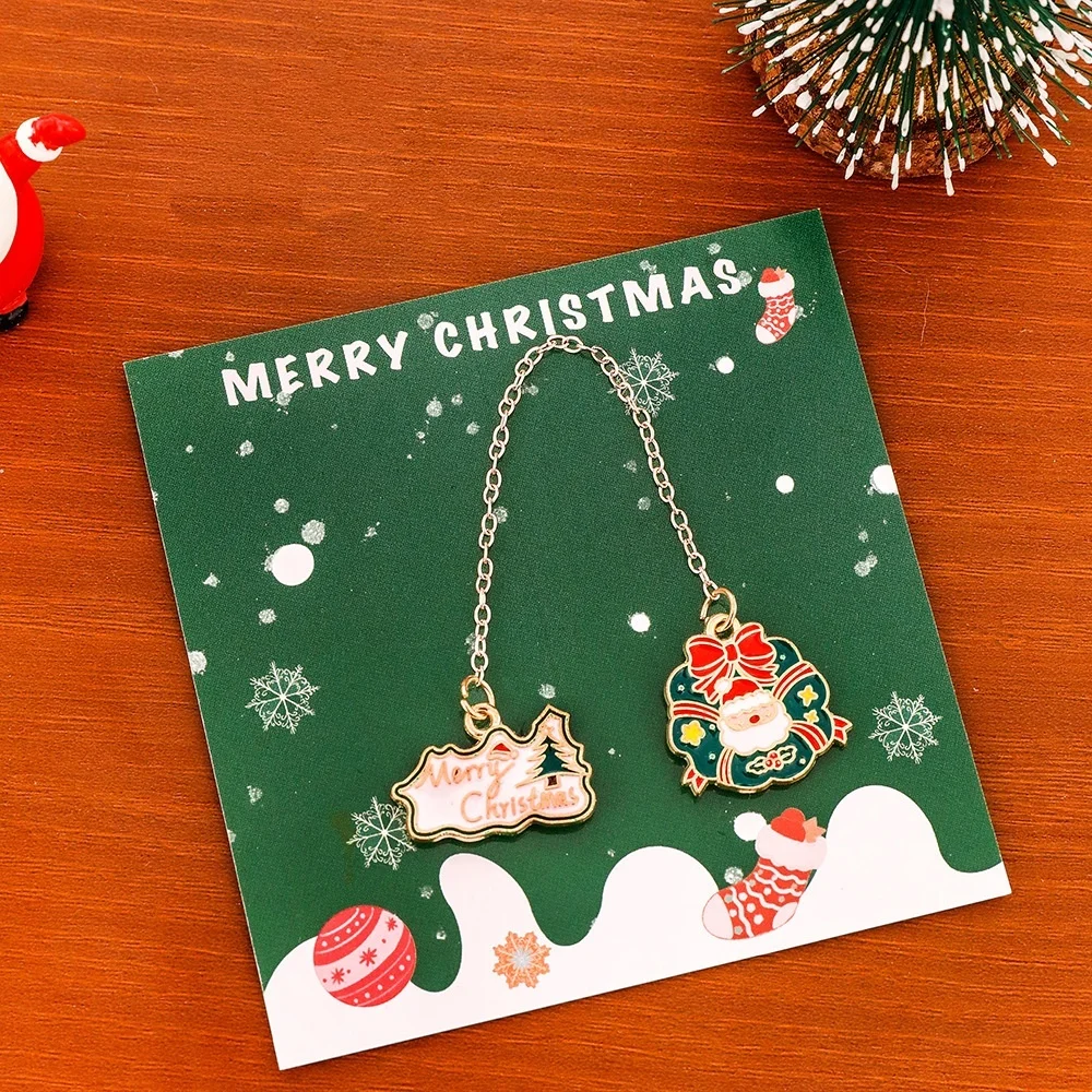 Christmas Bookmark Charming Kawaii Book Page Marker Pendant Bookmark High-Quality Metal Bookmark For Home Reading Classroom