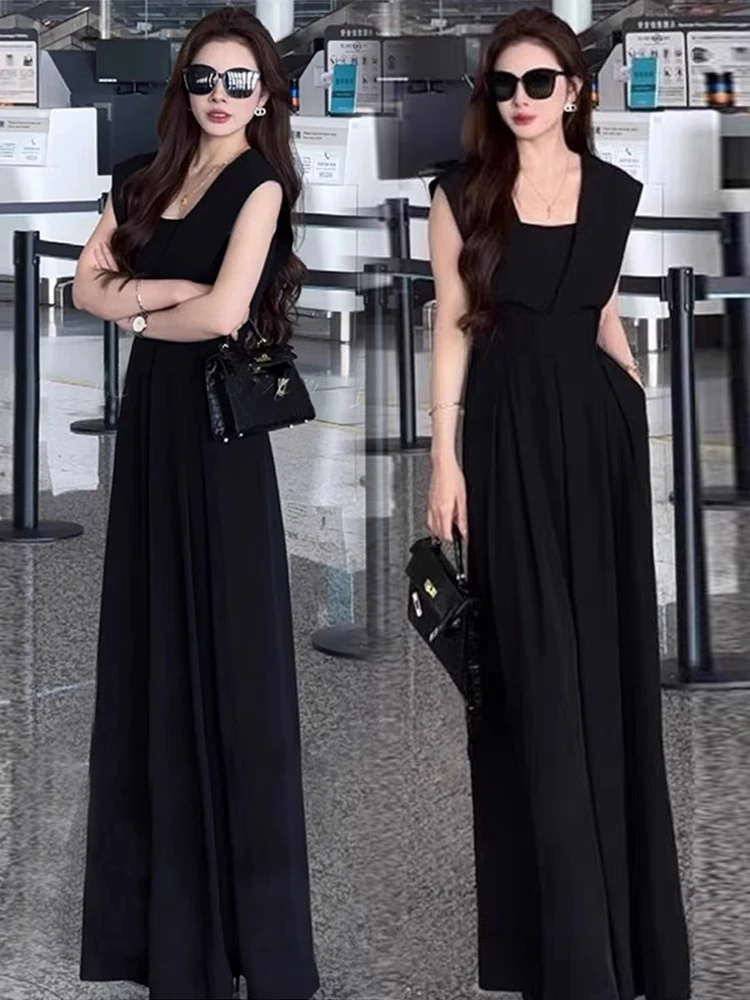 

Ele Faionable Women's Summer 2025 High Waist Wide Leg Jumpsuit Slimming Waist Design Svel Trendy Outfit Set