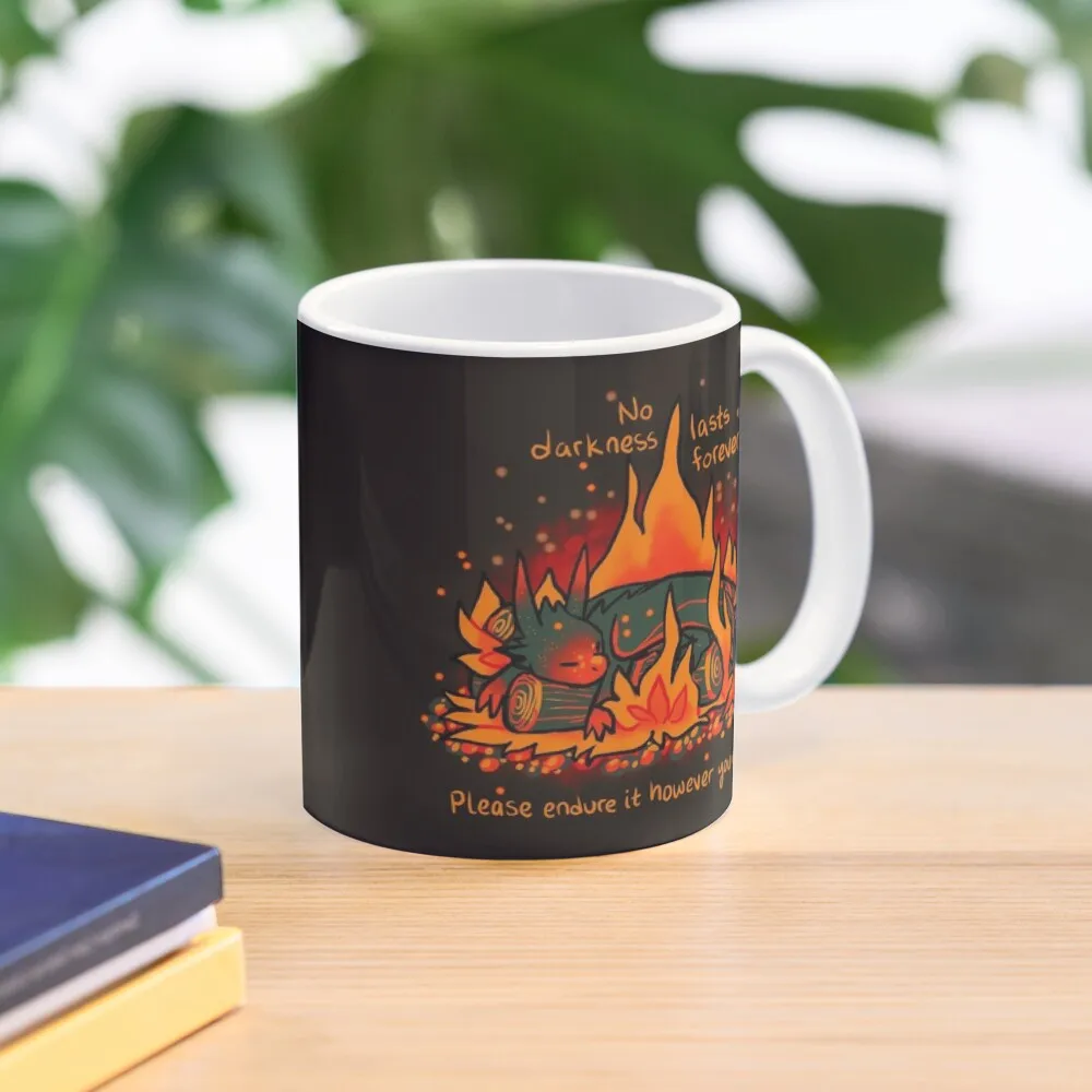 No Darkness Lasts Forever Campfire Dra  Mug Simple Design Image Picture Photo Tea Printed Cup Coffee Handle Round Gifts