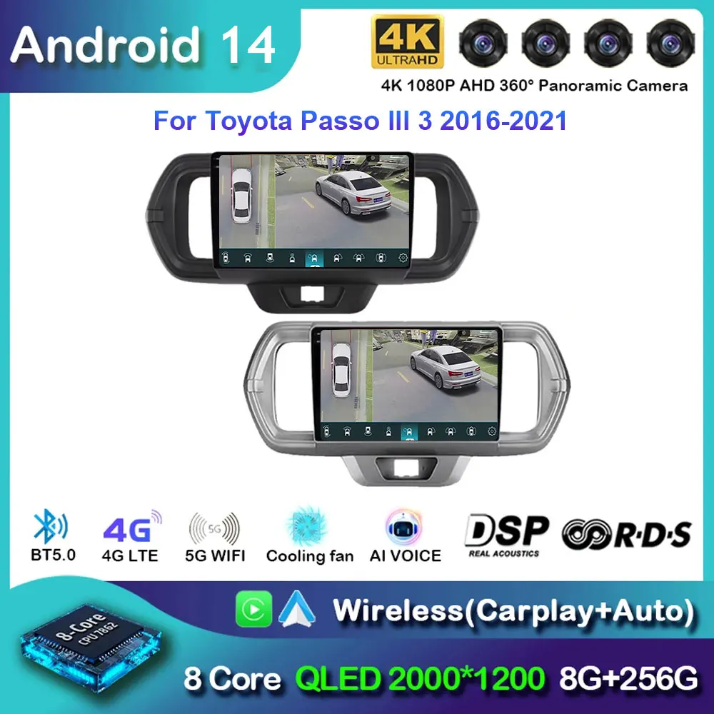 Android 14 For Toyota Passo III 3 2016-2021 Right hand driver Car Radio Multimedia Video Player Navigation GPS WIFI 4G No 2din