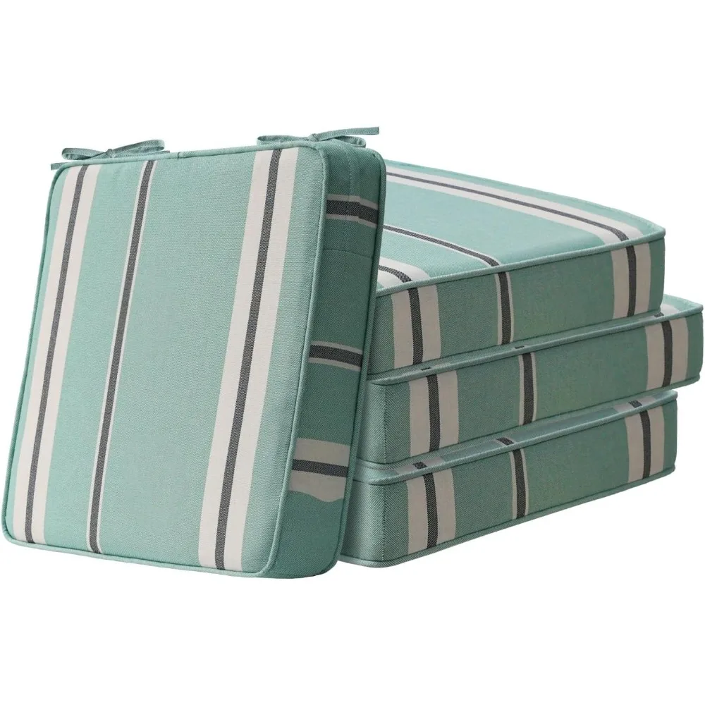 

square corner seat cushions, 18.5" x 16" x 3", set of 4, indoor outdoor water repellent universal chair pads with ties for patio